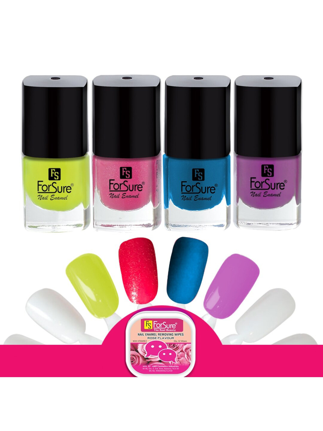 

ForSure Trendy Set Of 4 Long Lasting Nail Enamel-5ml Each-112, 108, 109 ,116, Yellow