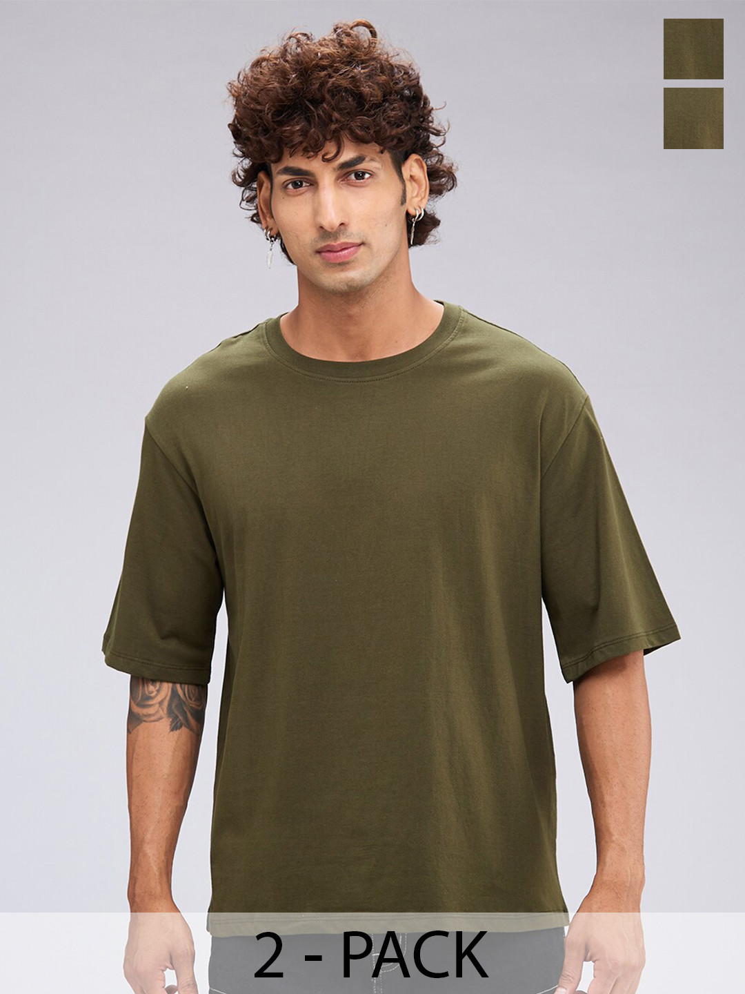 

NOIRA Men 2 Raw Edge T-shirt, Olive