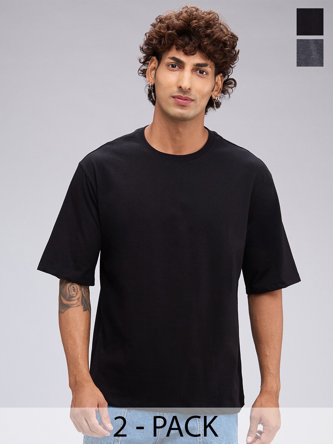 

NOIRA Men 2 Raw Edge T-shirt, Charcoal