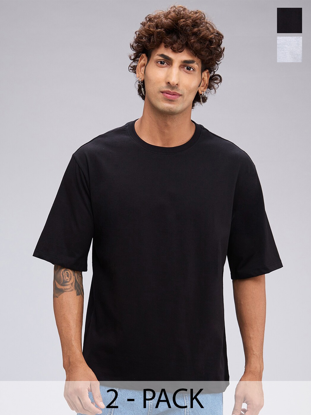 

NOIRA Men 2 Raw Edge T-shirt, Black