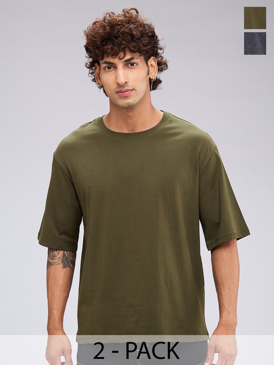 

NOIRA Men 2 Raw Edge T-shirt, Charcoal