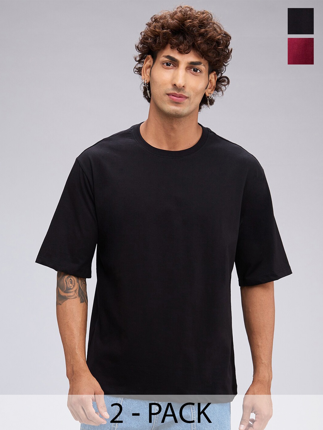 

NOIRA Men 2 Raw Edge T-shirt, Black