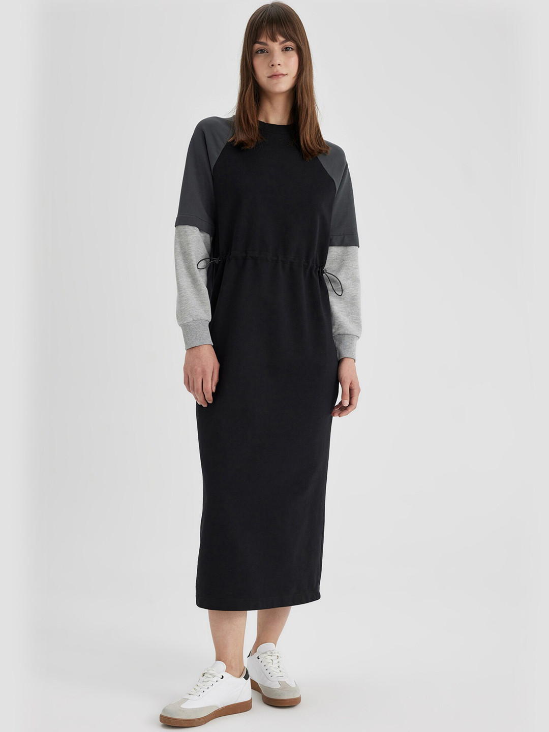 

DeFacto Solid Midi Dress, Na