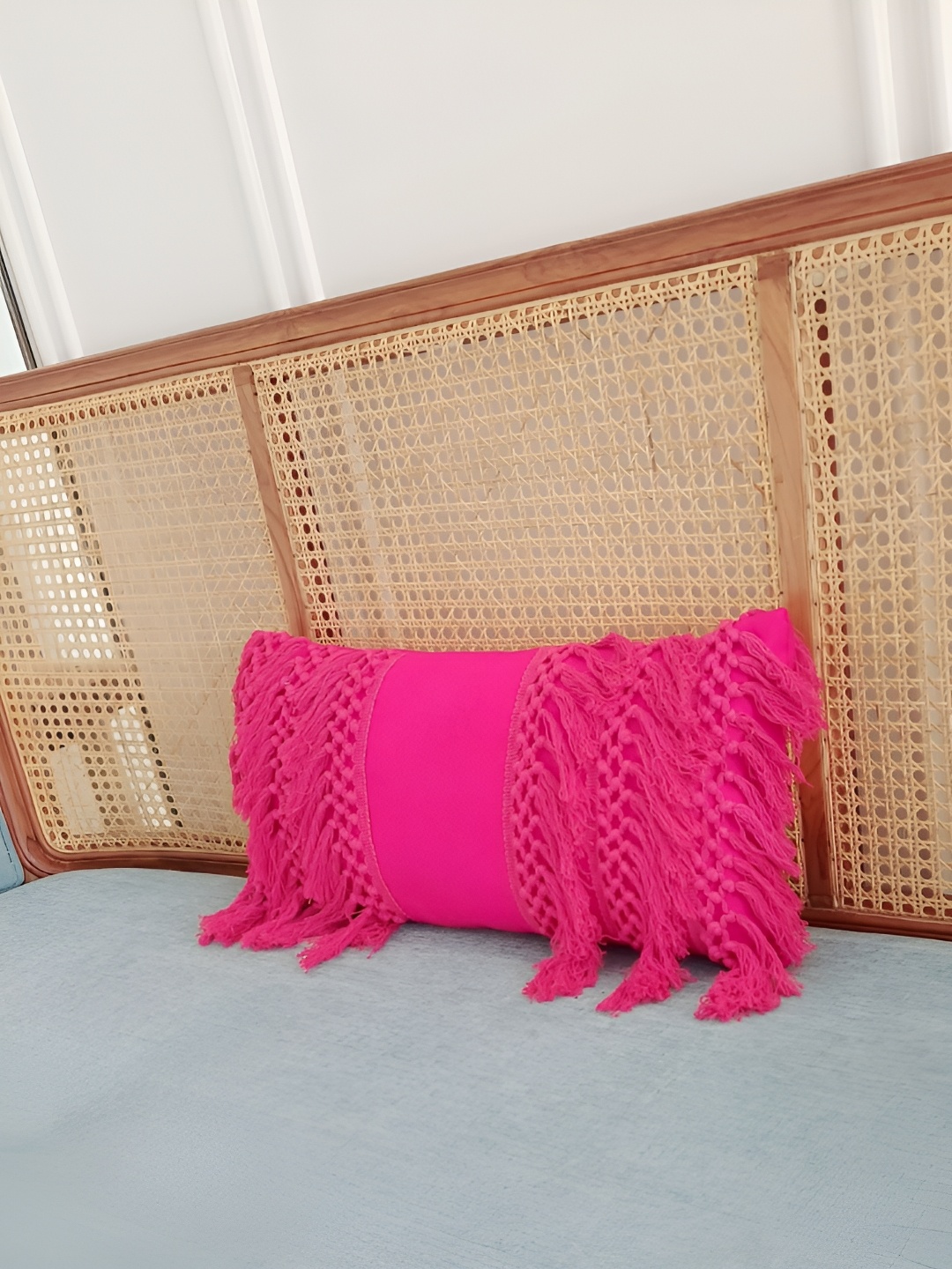 

THROWPILLOW Fuchsia Embellished Rectangle Cushion Covers