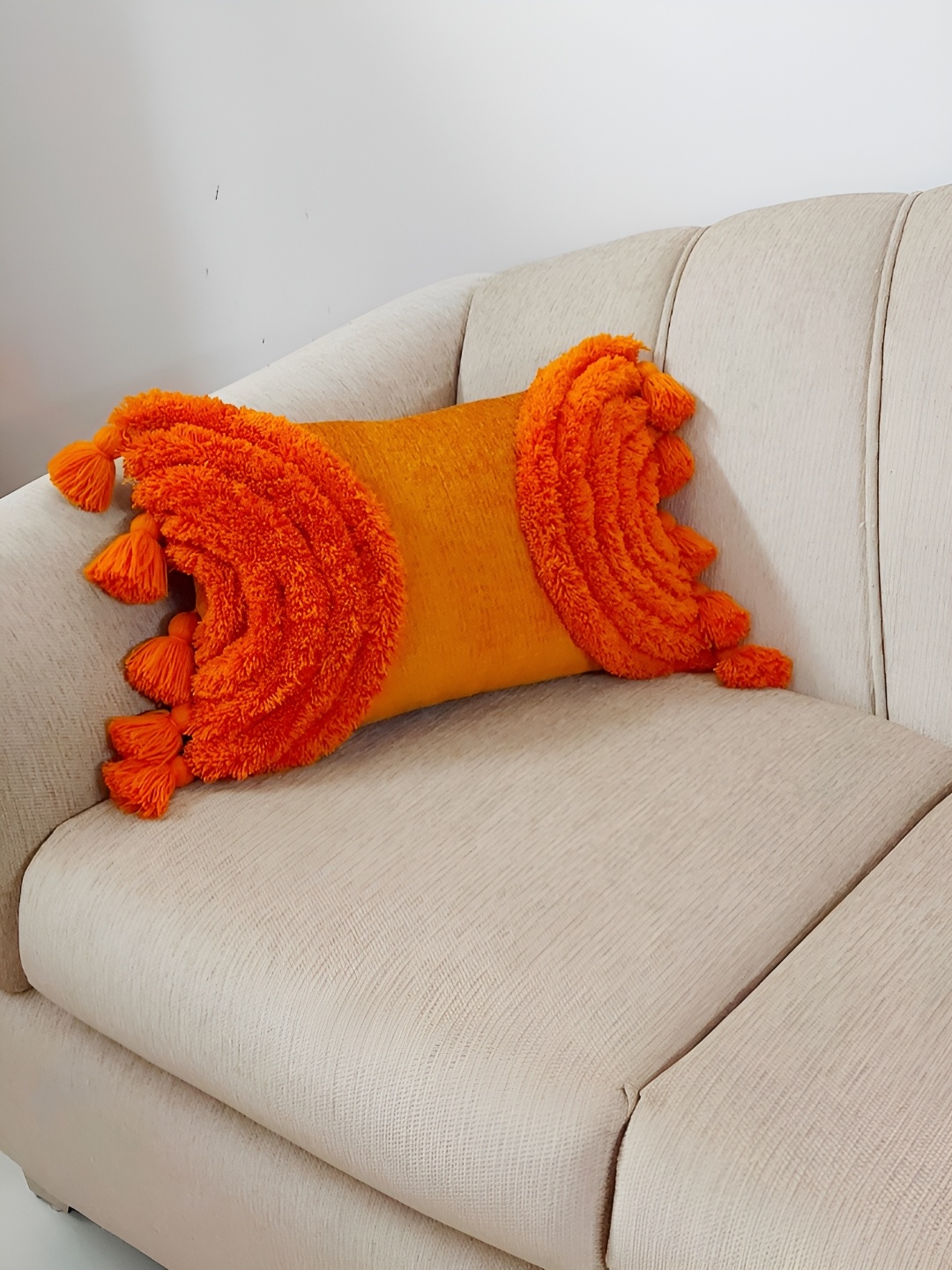 

THROWPILLOW Orange Embellished Rectangle Cushion Covers