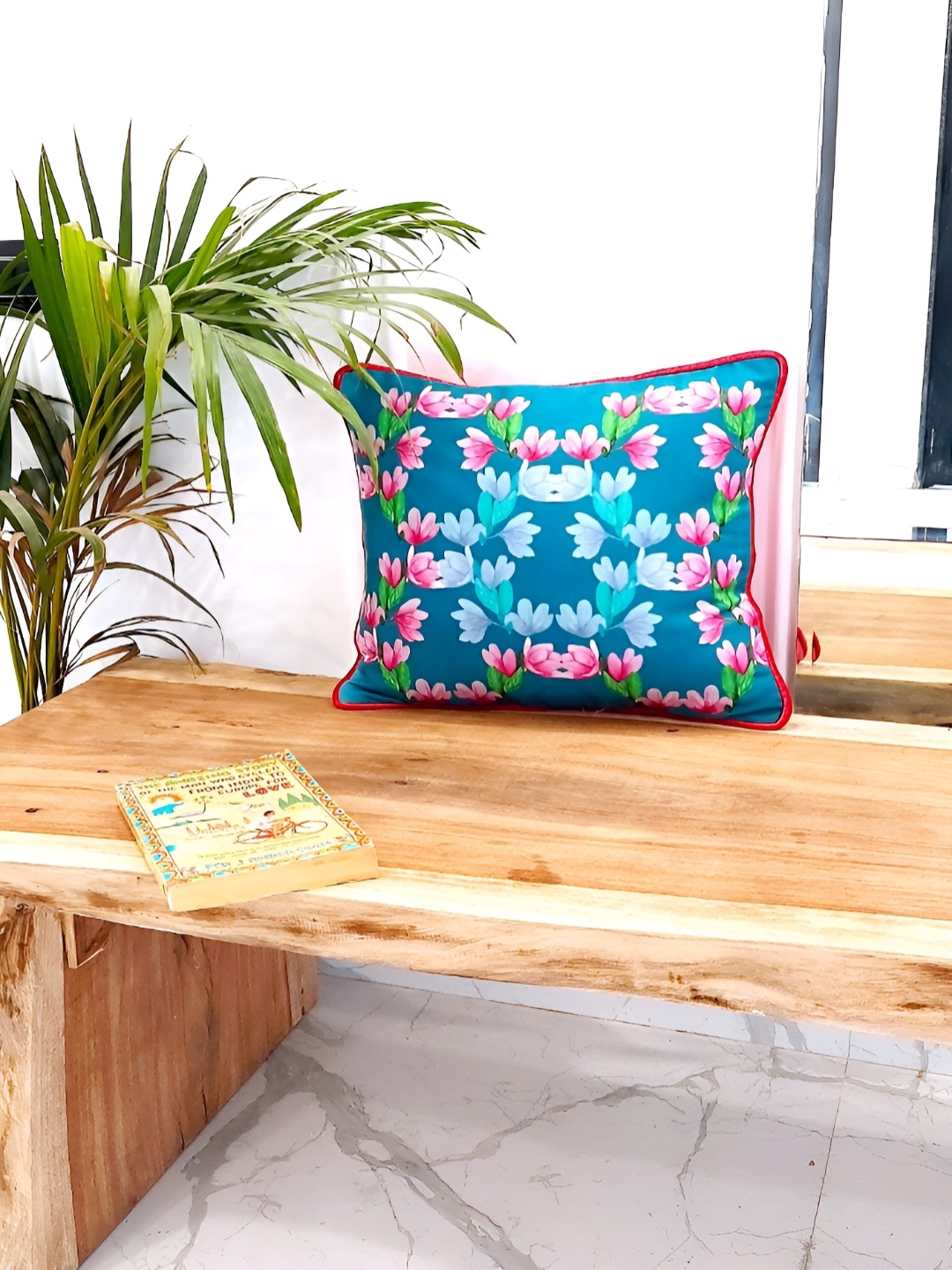 

THROWPILLOW Teal Abstract Square Cushion Covers