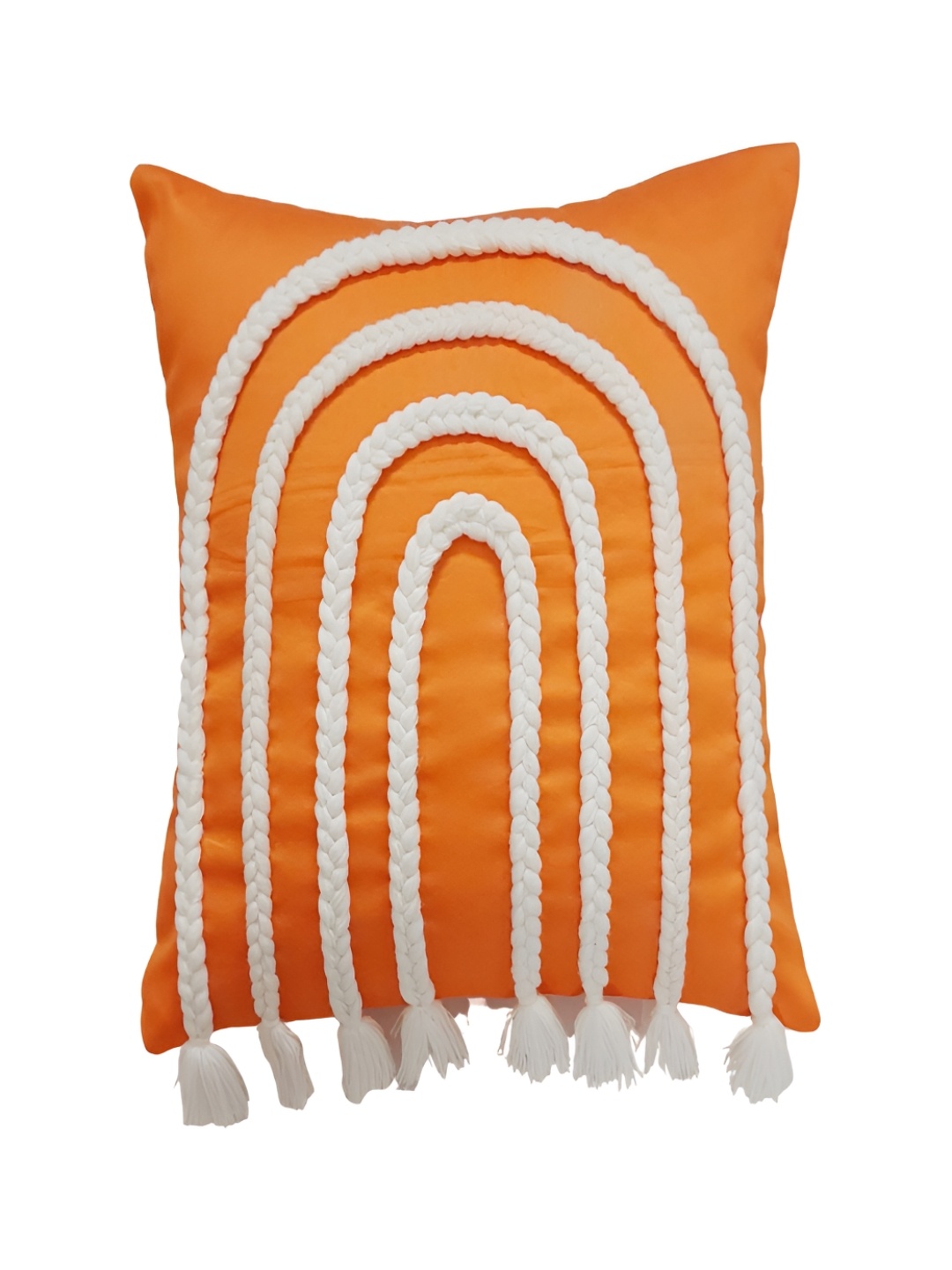 

THROWPILLOW Orange & White Embroidered Square Cushion Covers