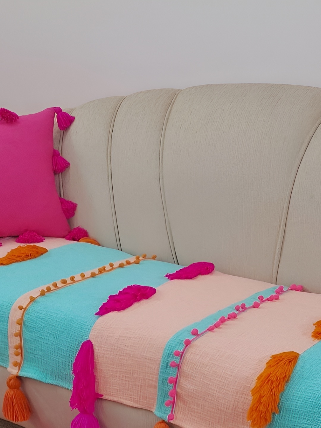 

THROWPILLOW Pink Embellished Square Cushion Covers