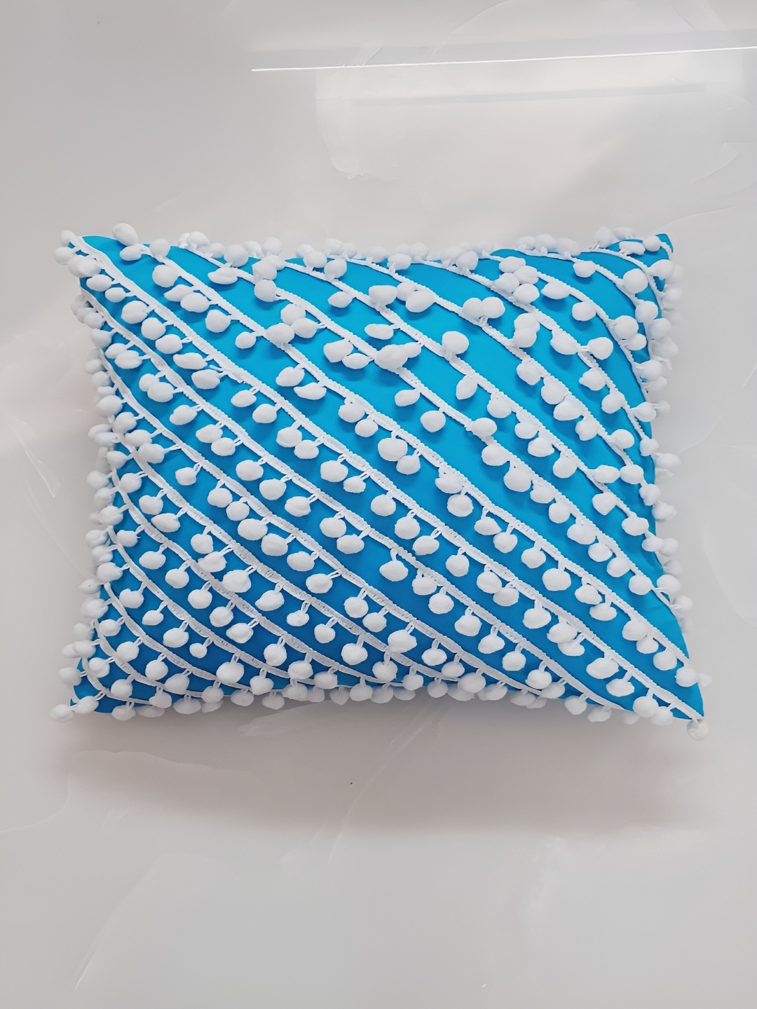 

THROWPILLOW Turquoise Blue Embellished Square Cushion Covers