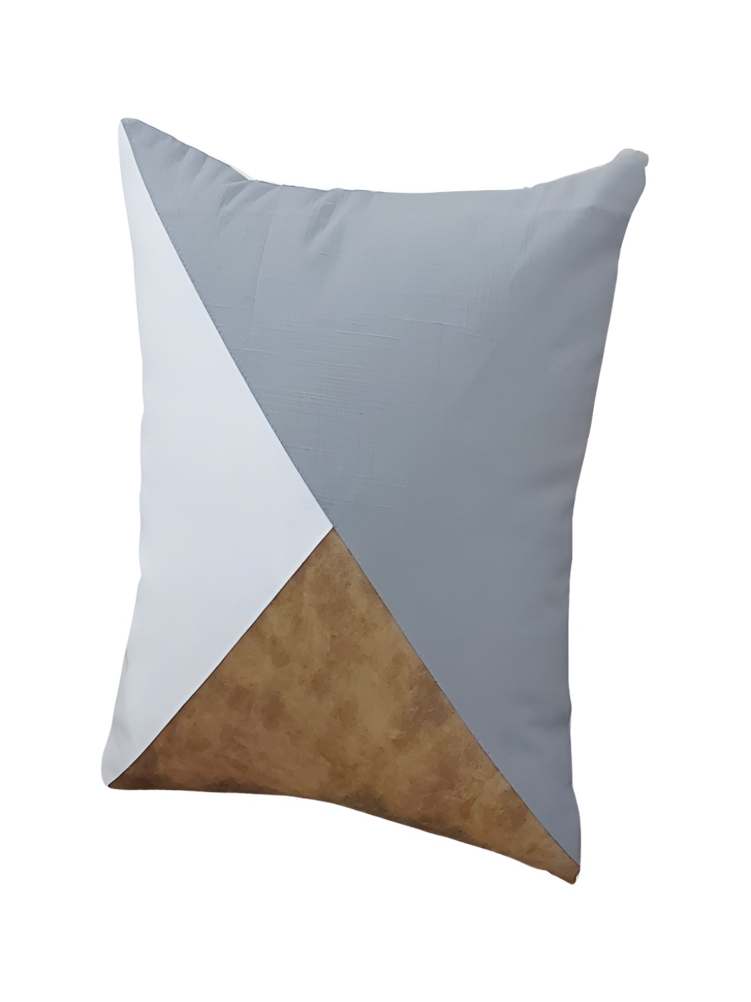

THROWPILLOW Grey Colourblocked Leather Square Cushion Covers