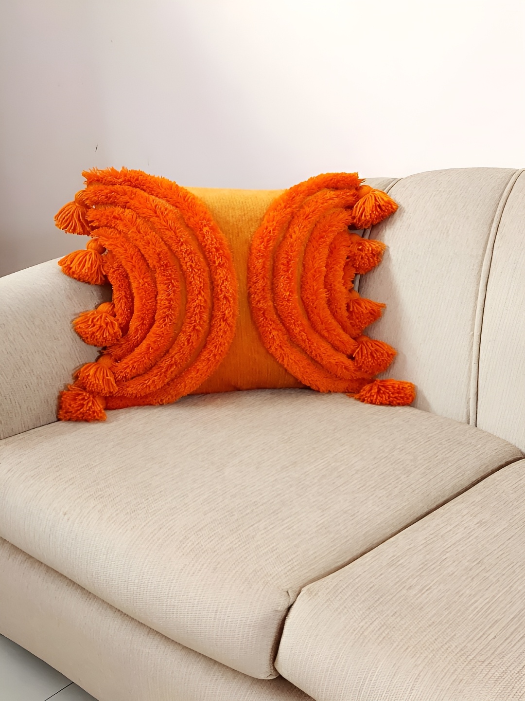 

THROWPILLOW Orange Embellished Square Cushion Covers