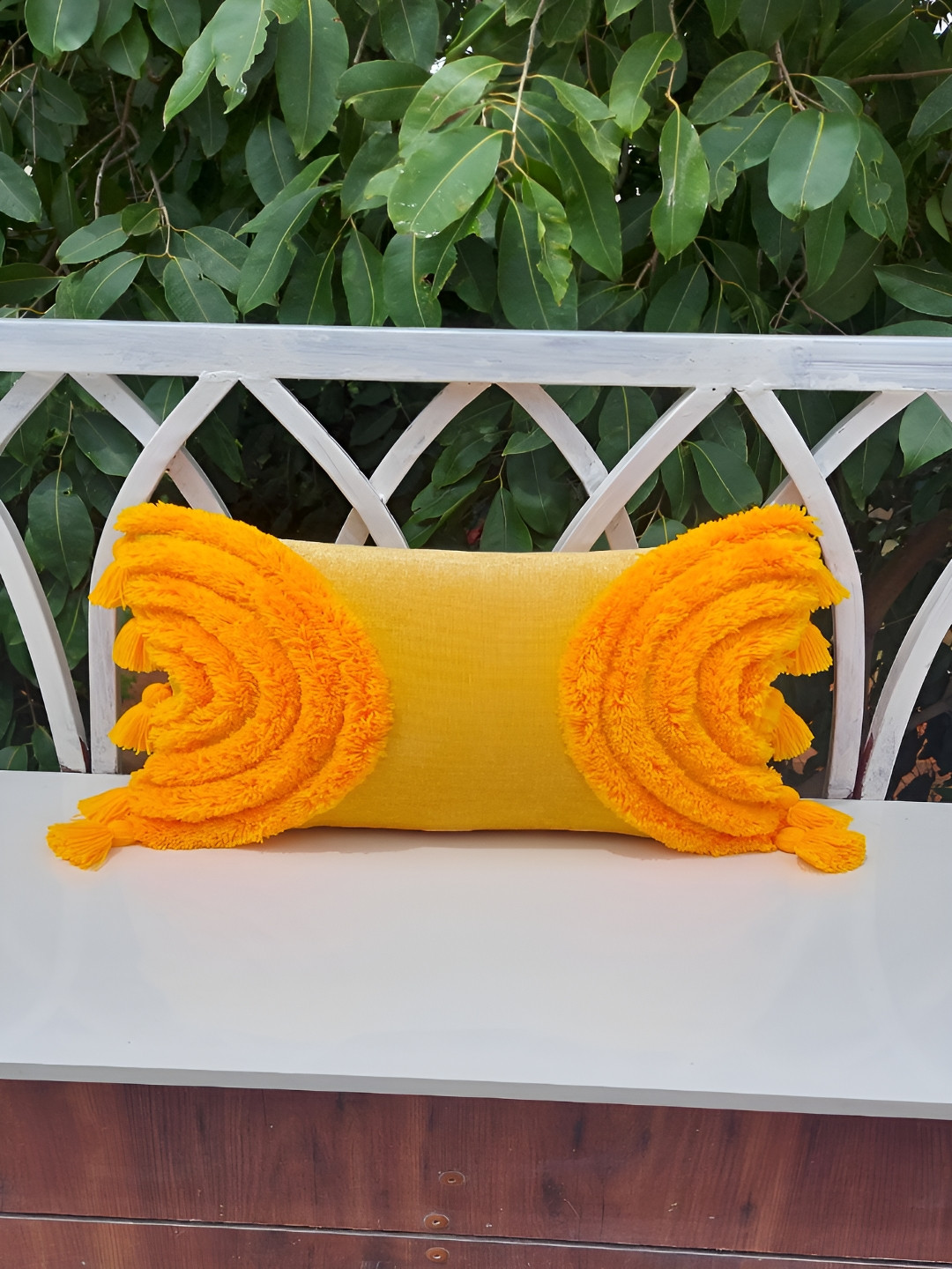 

THROWPILLOW Yellow Embellished Rectangle Cushion Covers