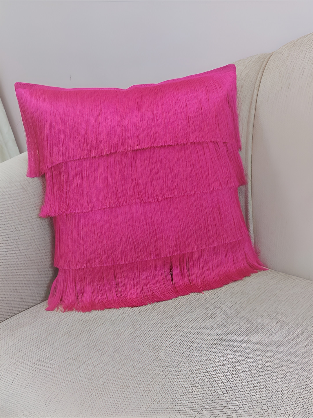 

THROWPILLOW Fuchsia Embellished Square Cushion Cover