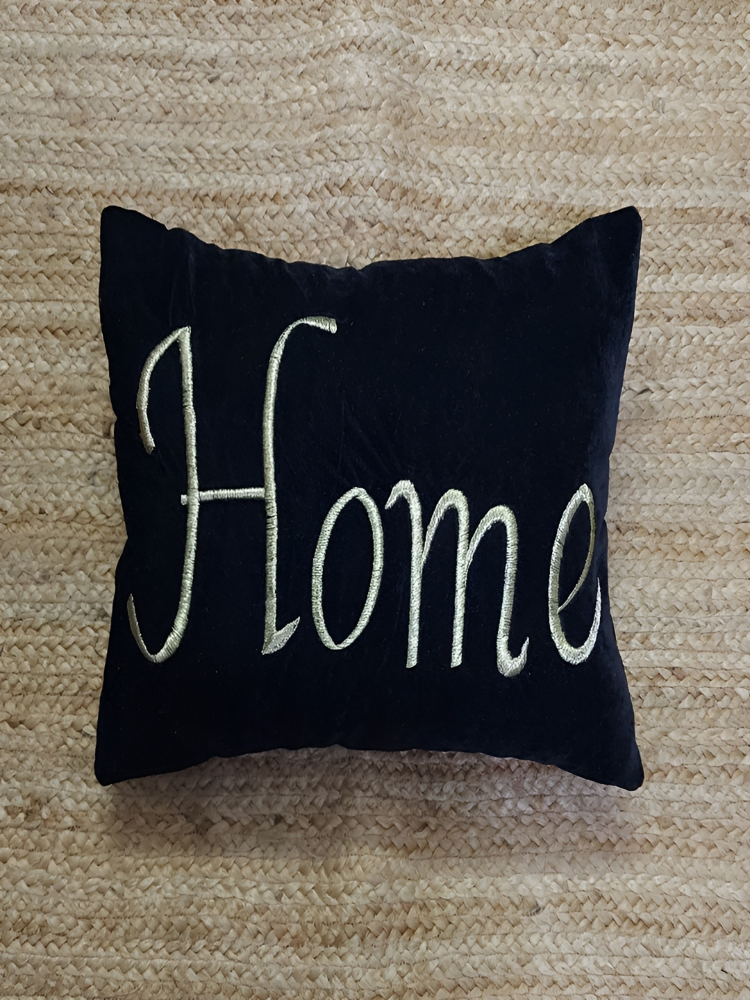 

THROWPILLOW Black & Beige Embellished Rectangle Cushion Cover