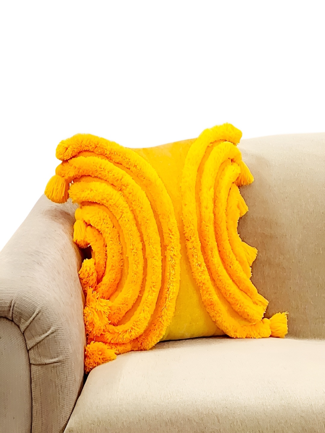 

THROWPILLOW Yellow Embellished Square Cushion Cover