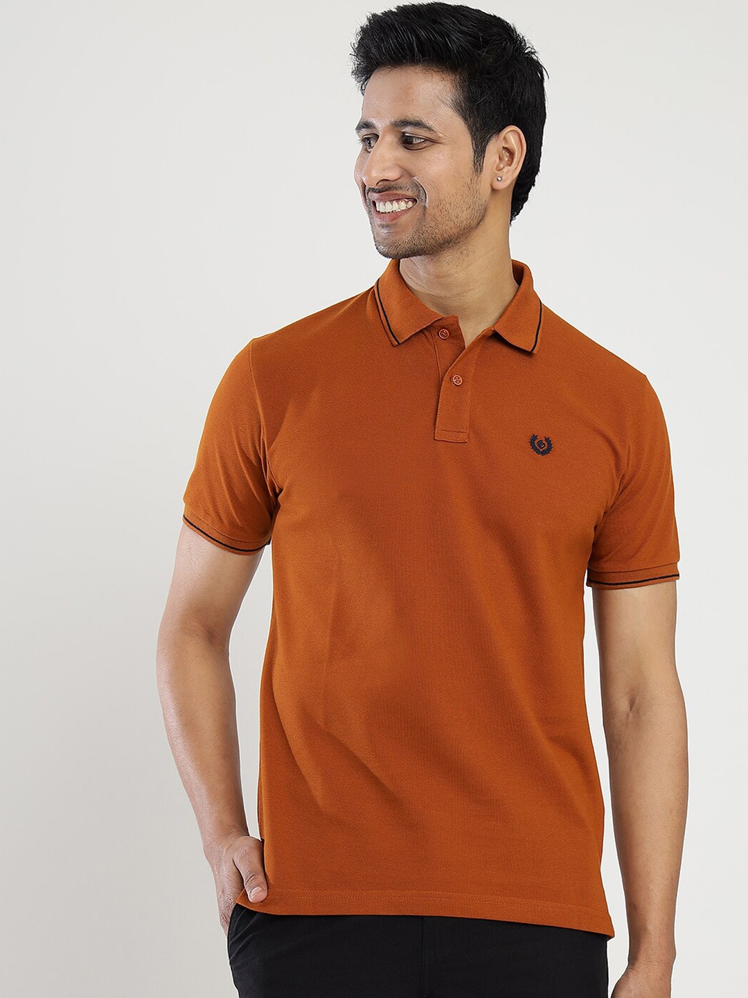

Greenfibre Men Polo Collar Slim Fit T-shirt, Orange