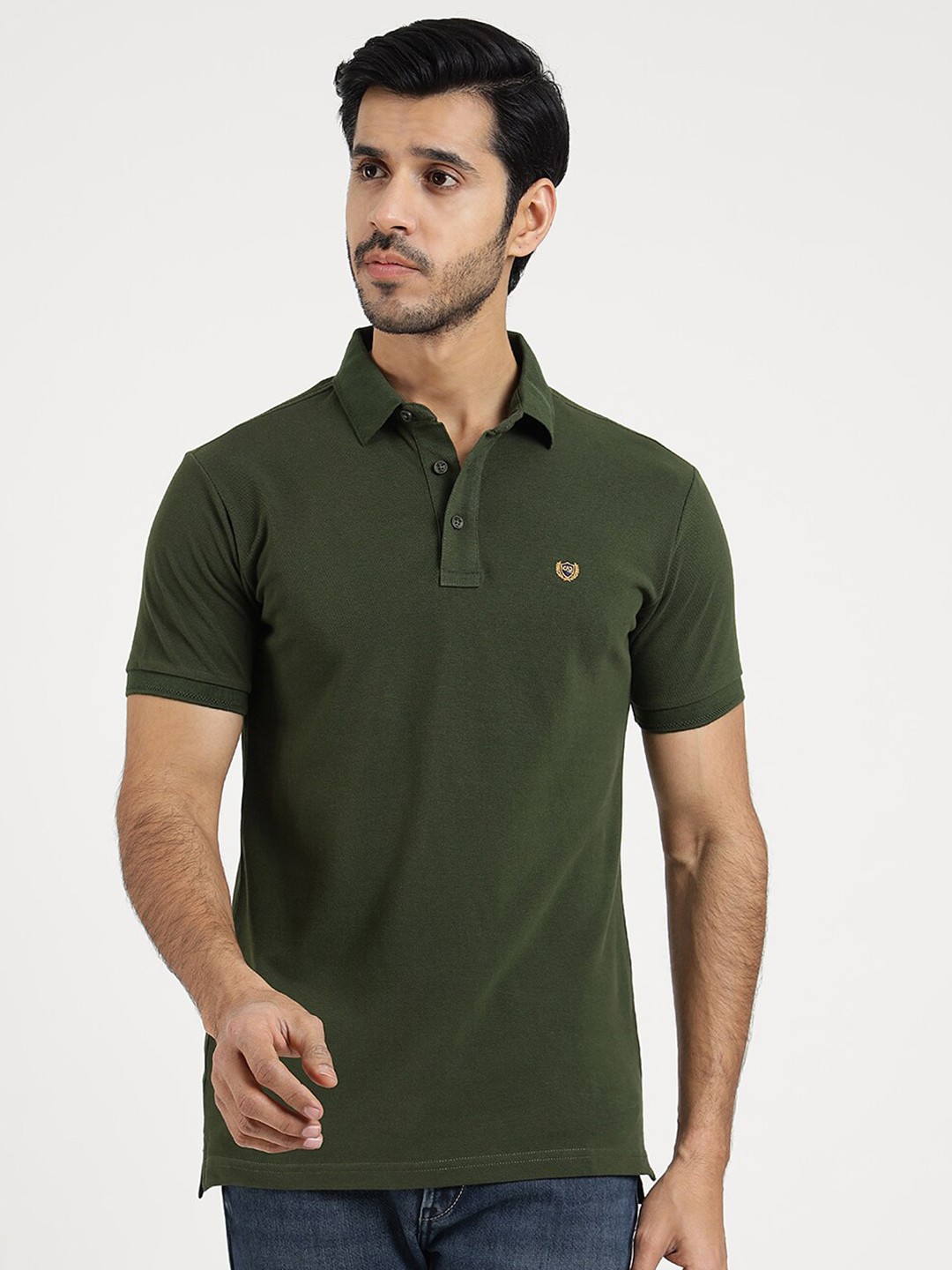 

JADE BLUE Men Polo Collar Slim Fit T-shirt, Green