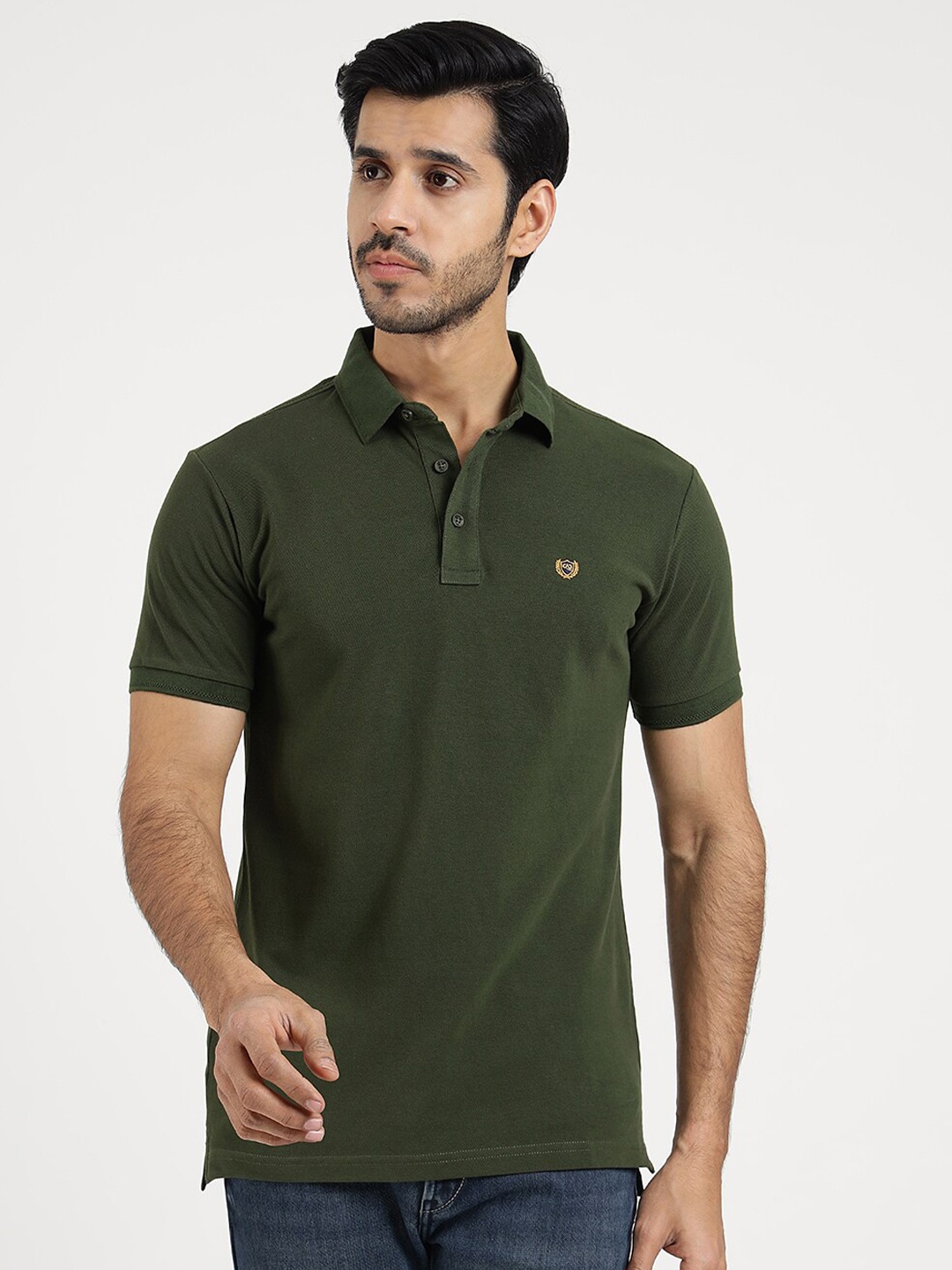 

JADE BLUE Men Polo Collar Slim Fit T-shirt, Green