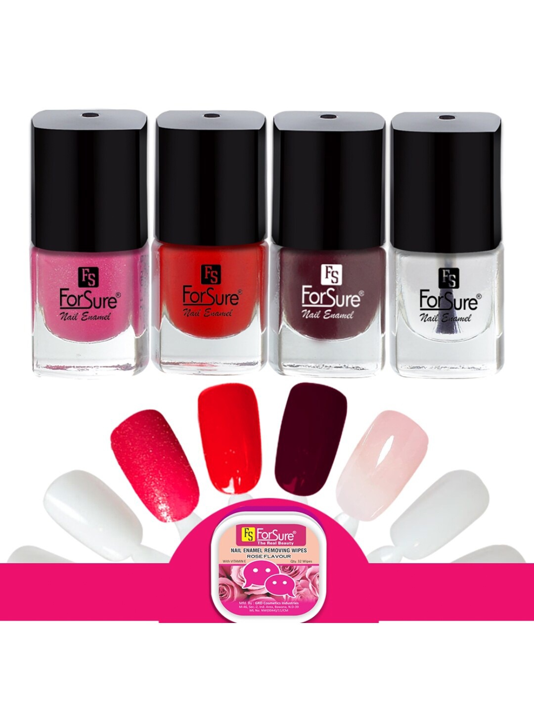 

ForSure Set Of 4 Trendy Long-Lasting Nail Polish 5ml Each - Shades 107-108-109-114, Multi