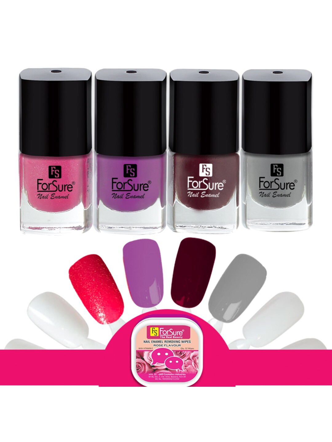 

ForSure Set Of 4 Trendy Long-Lasting Nail Polish 5ml Each - Shades 108-109-110-111, Multi