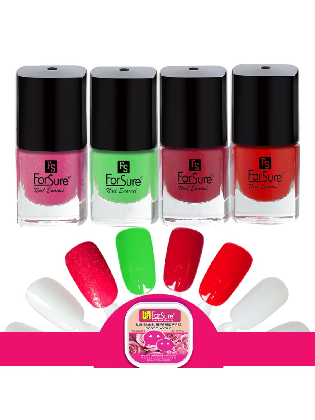 

ForSure Trendy Set Of 4 Long Lasting Nail Enamel-5ml Each-106,107,108,117, Pink