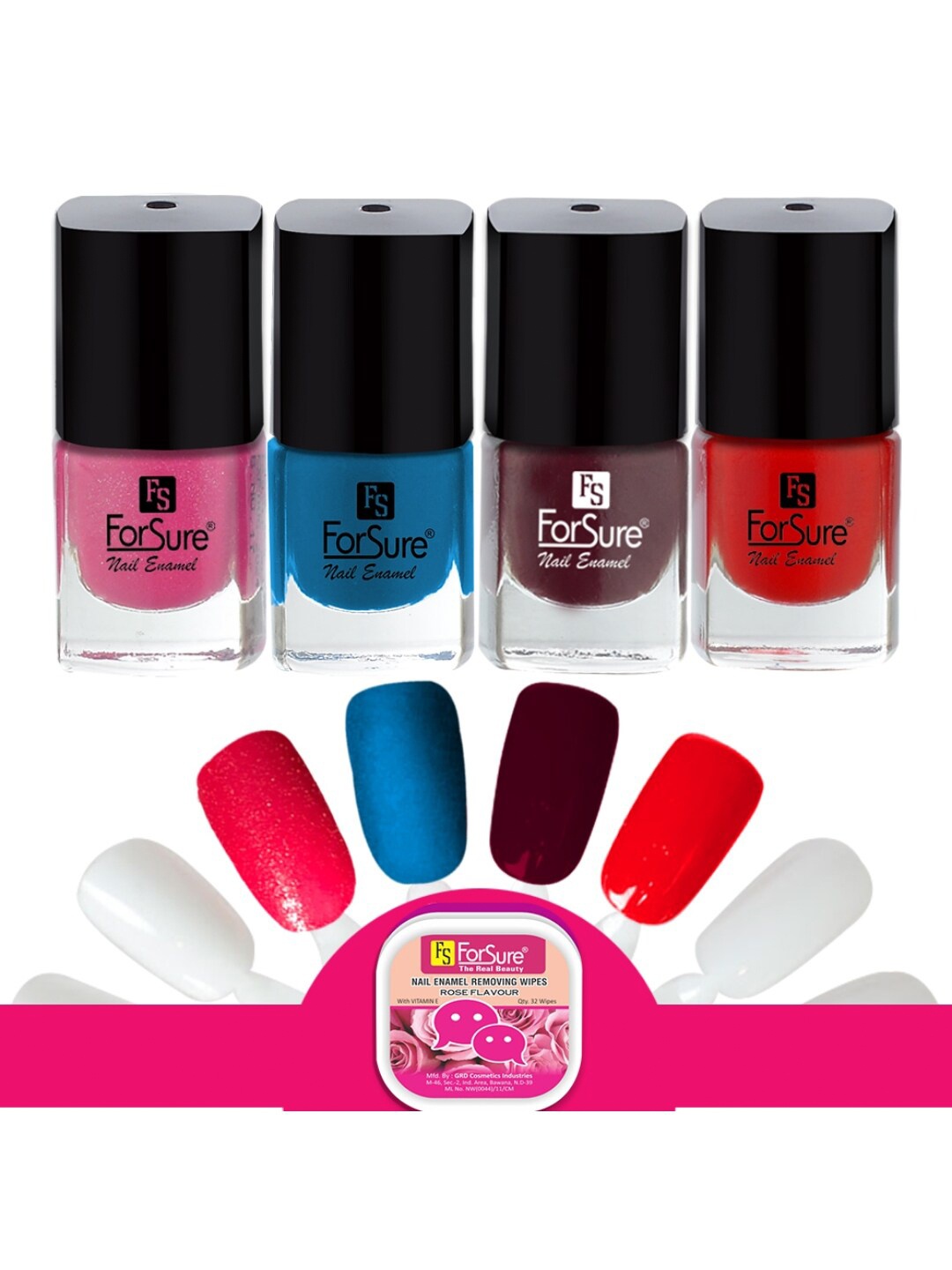 

ForSure Trendy Set Of 4 Long Lasting Gloss Nail Polish-5ml Each-107-108-109-112, Multi
