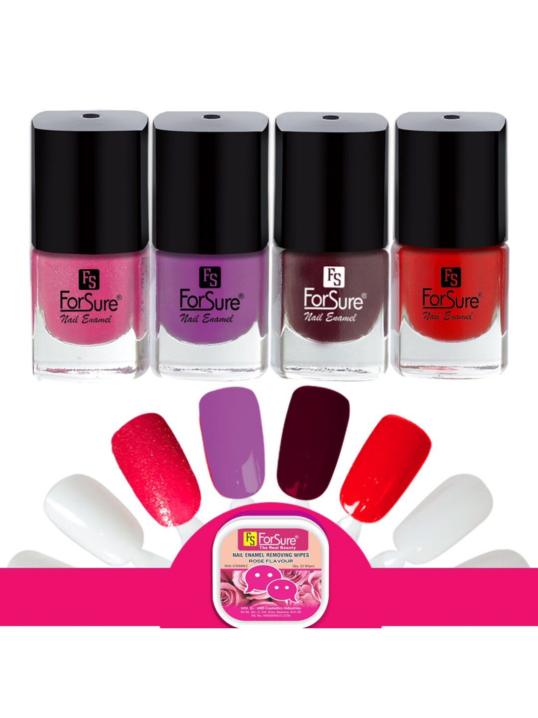

ForSure Set Of 4 Trendy Long-Lasting Nail Polish 5ml Each - Shades 107-108-109-111, Multi