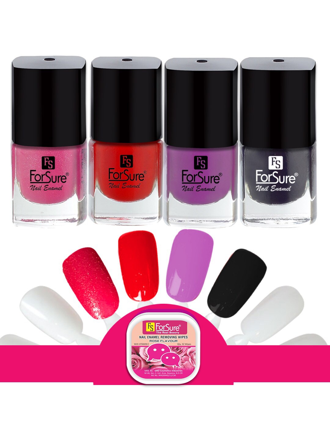 

ForSure Trendy Set Of 4 Long Lasting Nail Enamel-5ml Each-107,108,109,118, Pink