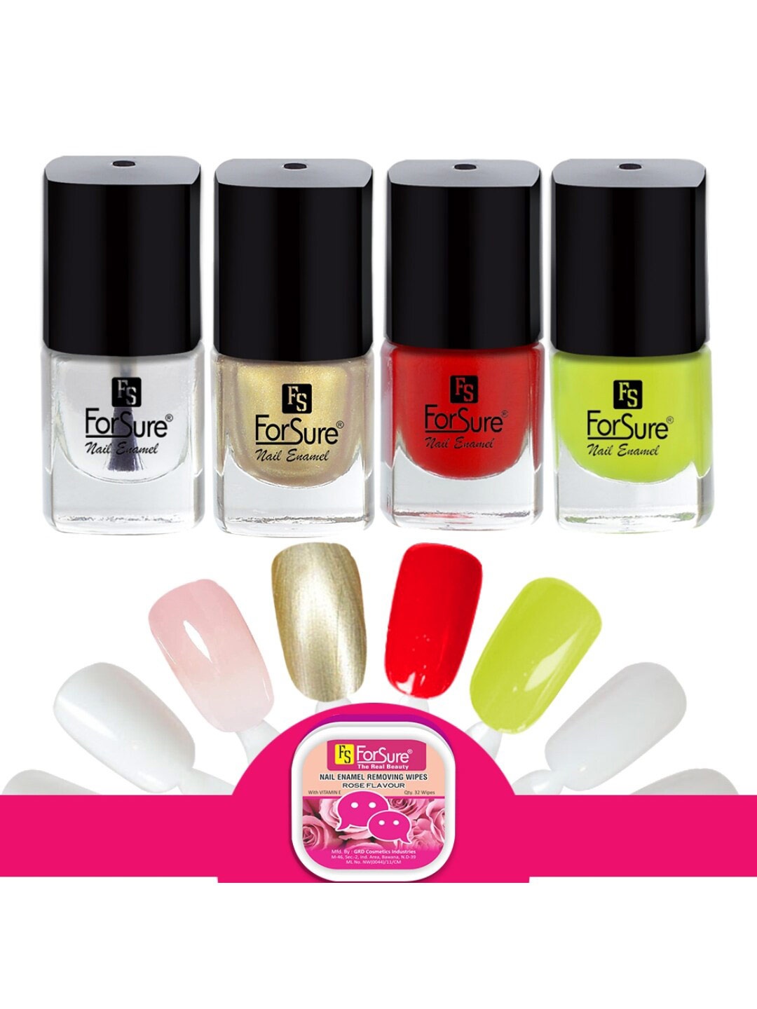 

ForSure Trendy Set Of 4 Long Lasting Nail Enamel-5ml Each-107-104-114-116, Gold