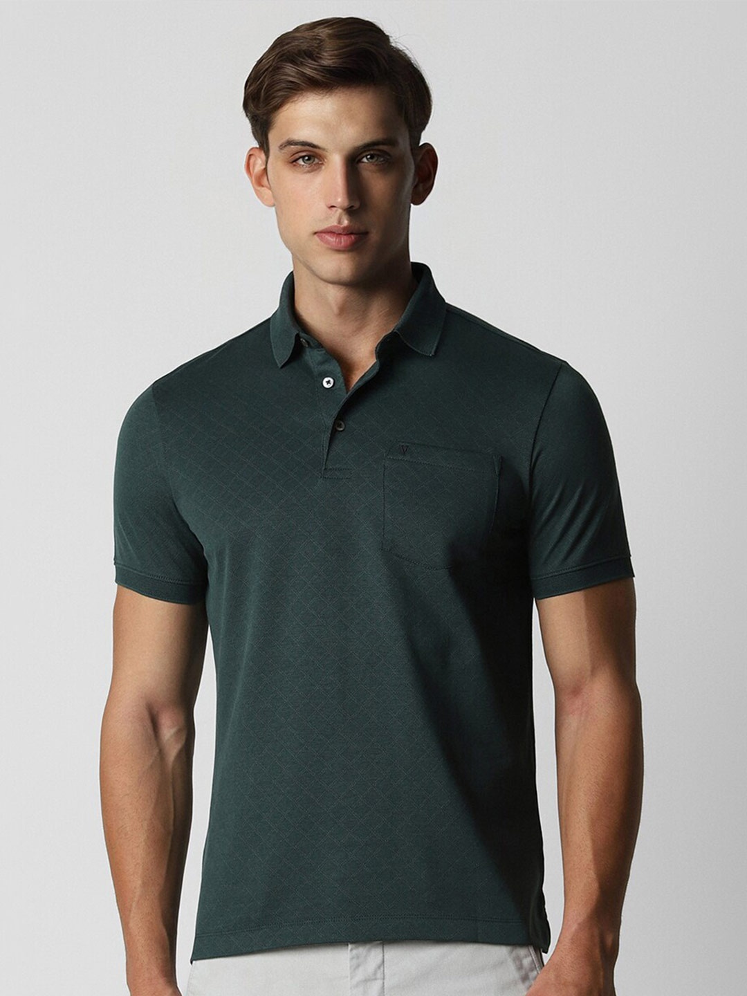 

Van Heusen Men Solid Polo Collar T-shirt, Green
