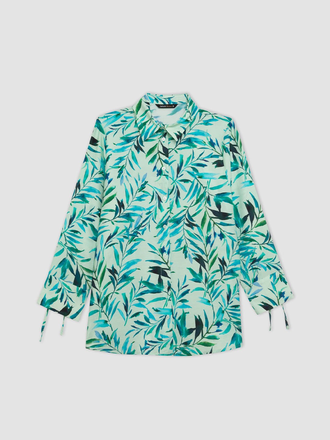

DeFacto Women Opaque Printed Casual Cotton Shirt, Green