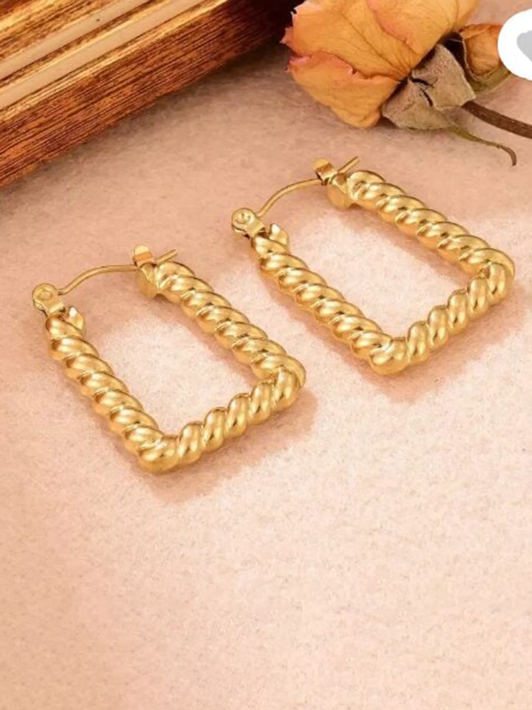 

KRYSTALZ Gold-Plated Stainless Steel Geometric Hoop Earrings
