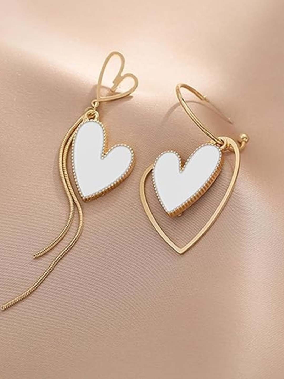 

KRYSTALZ Stainless Steel Gold-Plated Heart Shaped Drop Earrings