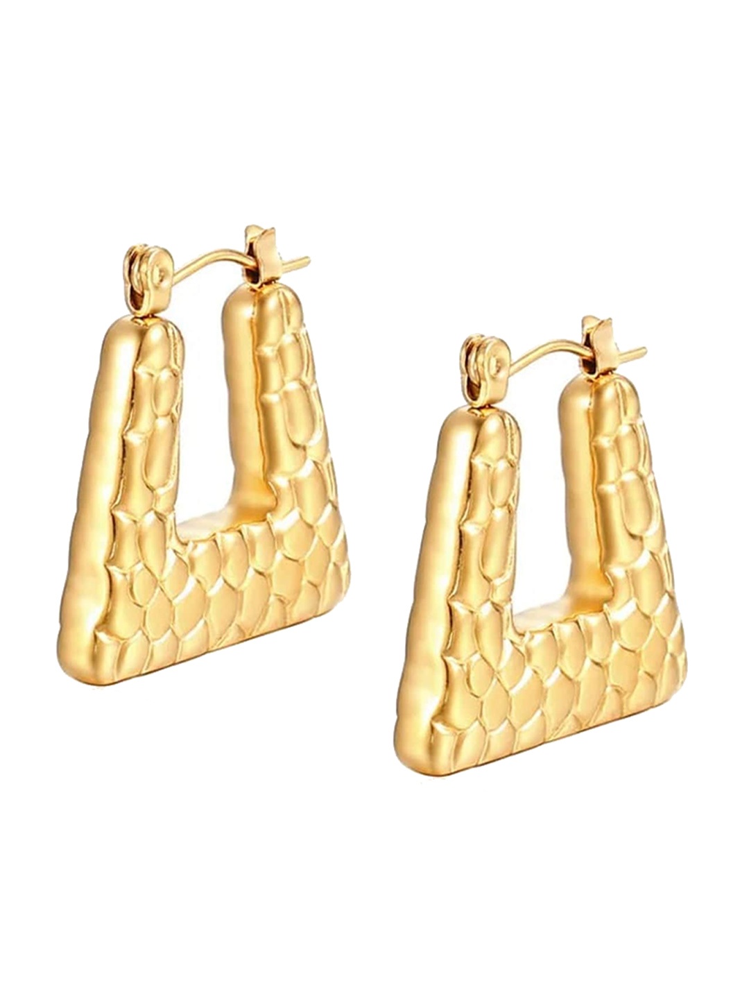 

KRYSTALZ Gold-Plated Stainless Steel Triangular Hoop Earrings