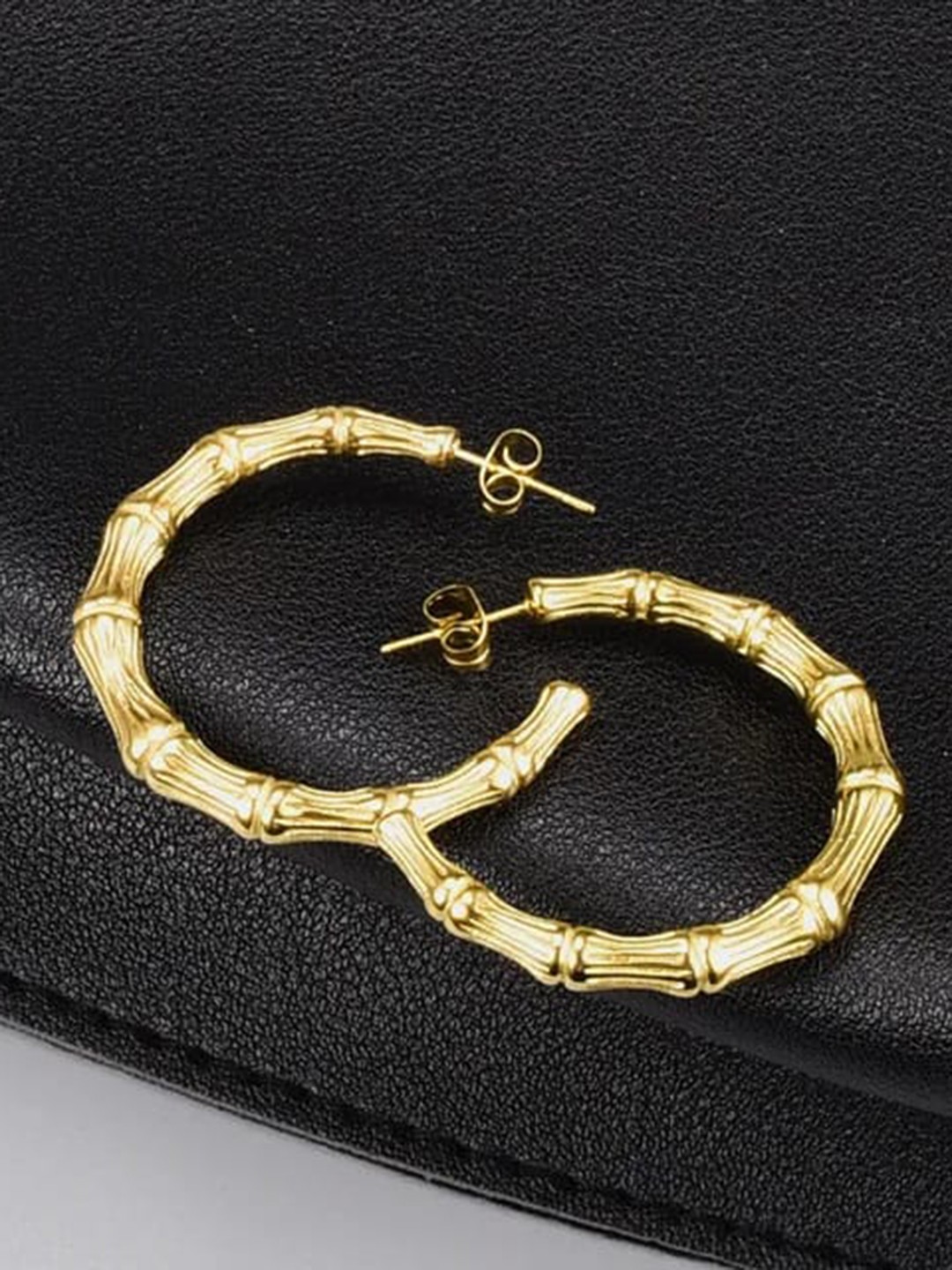 

KRYSTALZ Gold-Plated Stainless Steel Circular Half Hoop Earrings