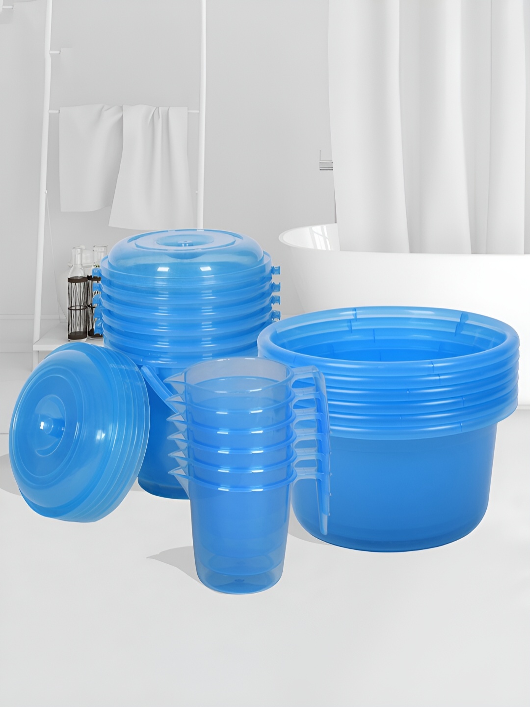 

Kuber Industries Blue 18Pcs Classic Bath Accessories Set