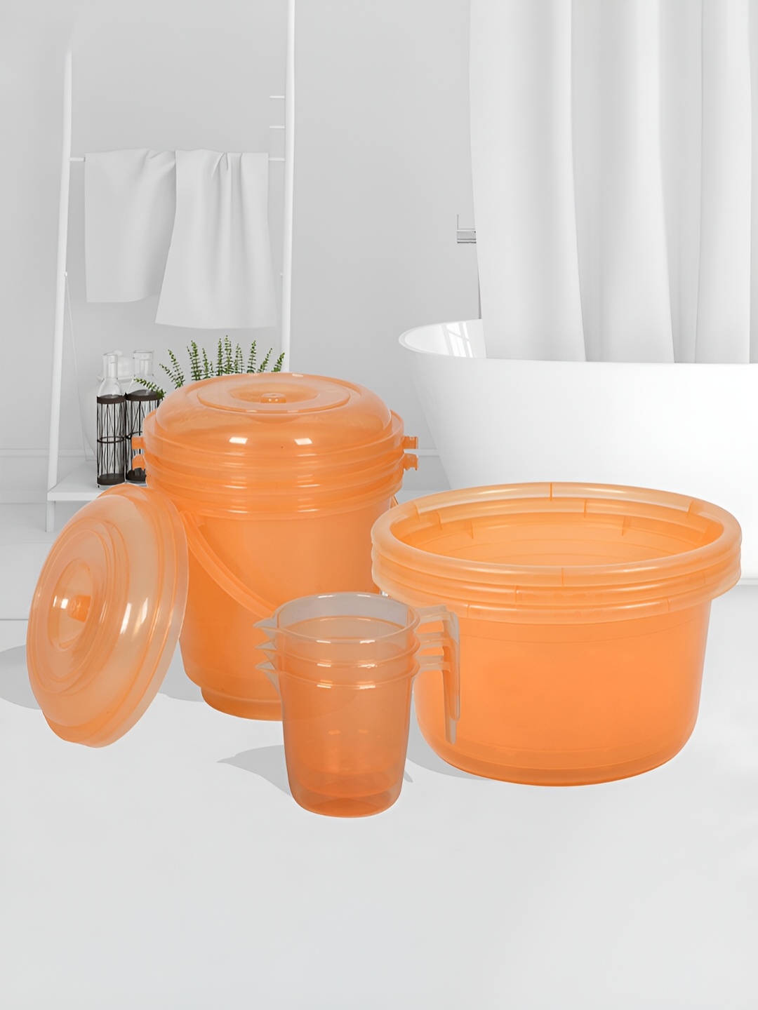 

Kuber Industries Orange 9Pcs Classic Bath Accessories Set