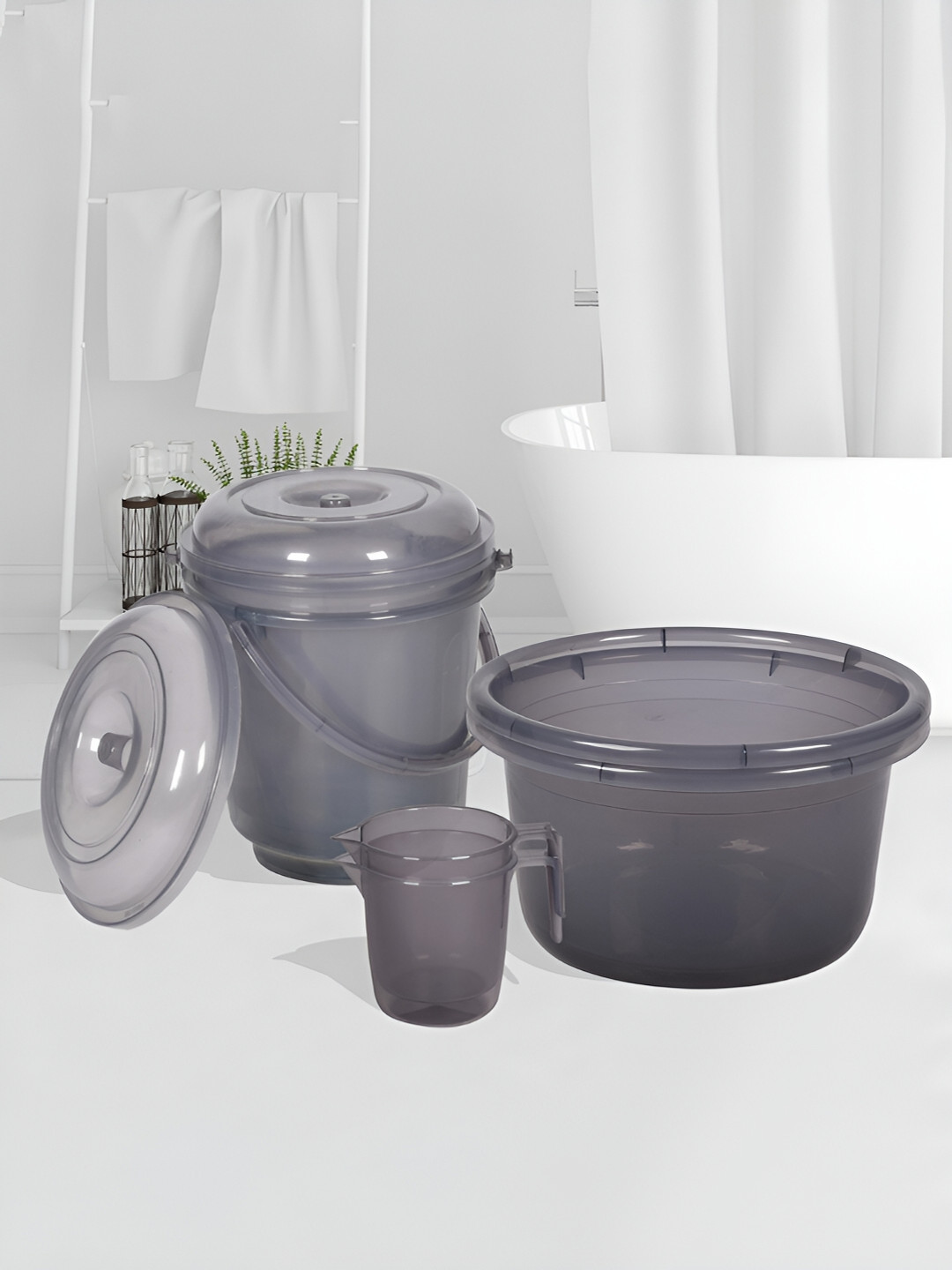 

Kuber Industries Grey 6Pcs Classic Bath Accessories Set