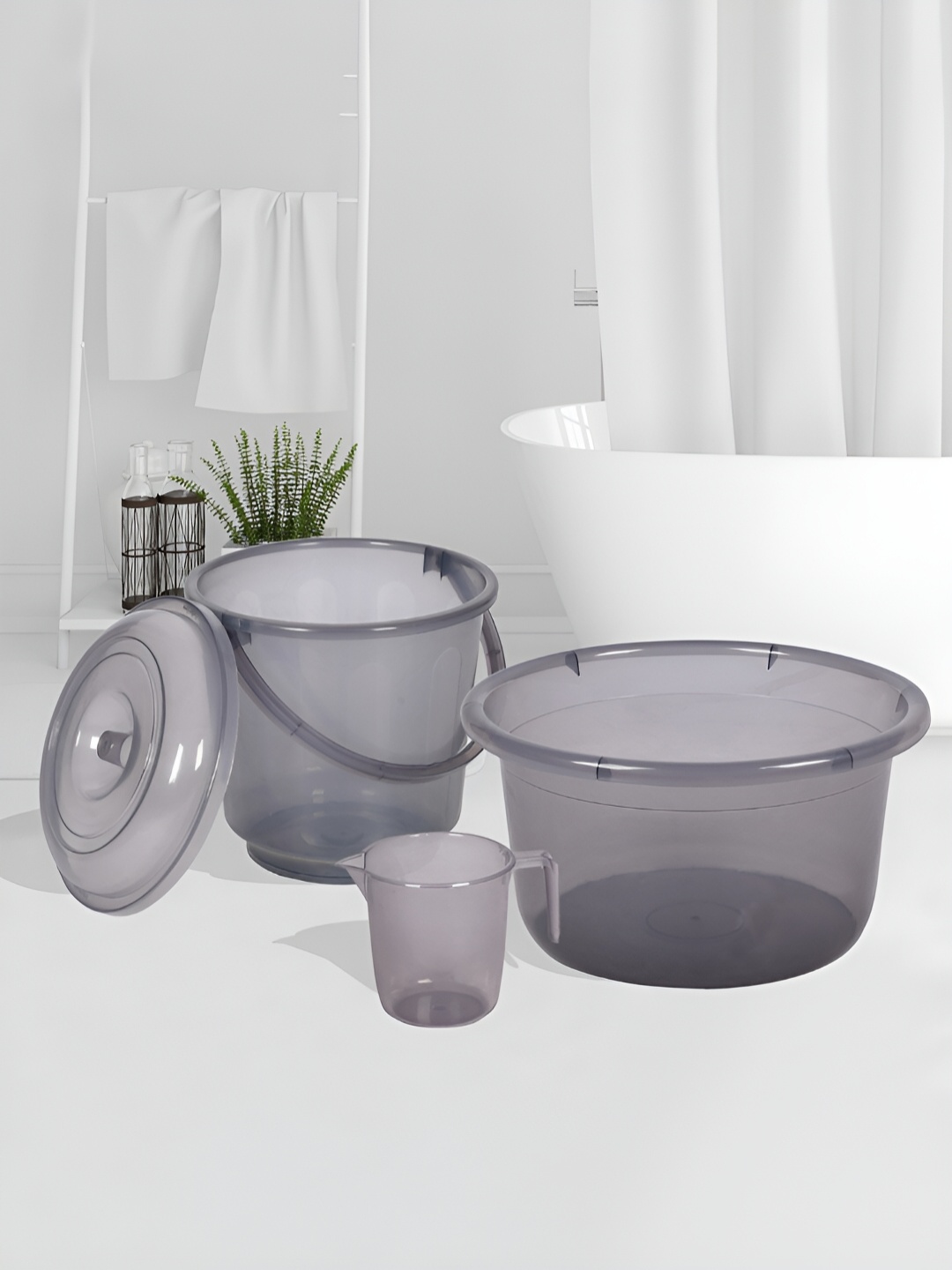 

Kuber Industries Grey 3Pcs Classic Bath Accessories Set