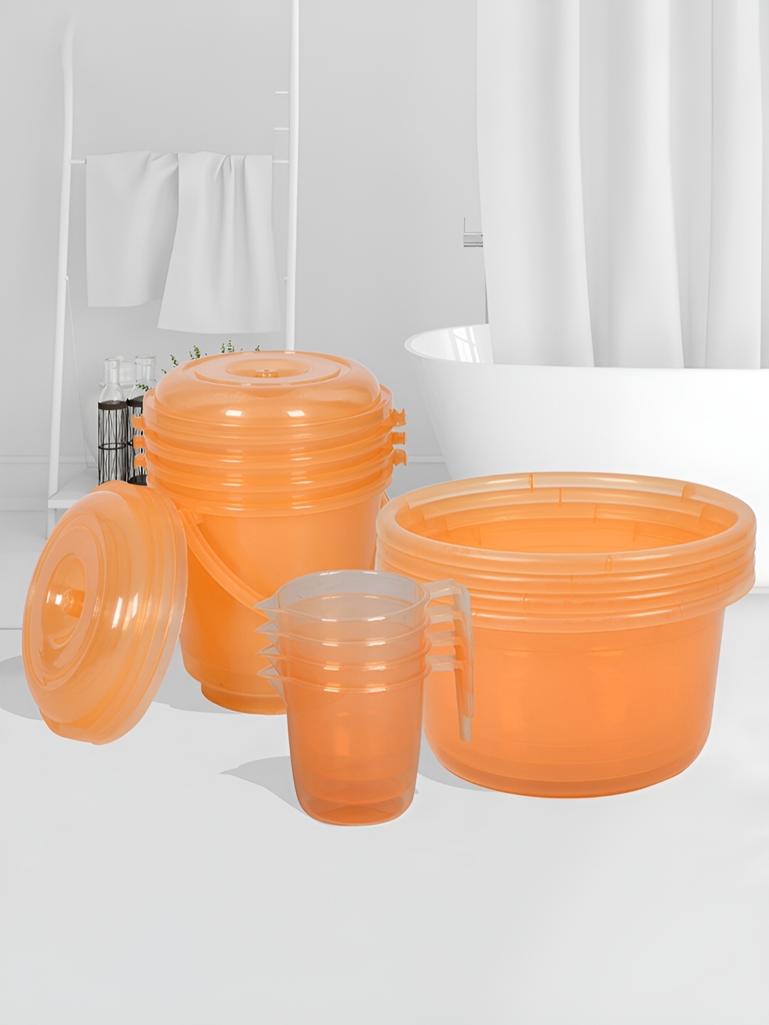 

Kuber Industries Orange 12 Pieces Bath Accessories Set