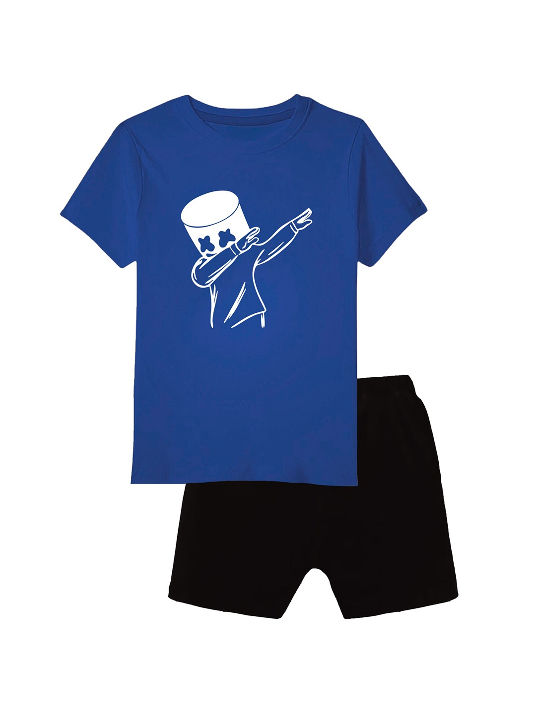 

CoolTees4U Boys Printed Pure Cotton T-shirt with Shorts, Black