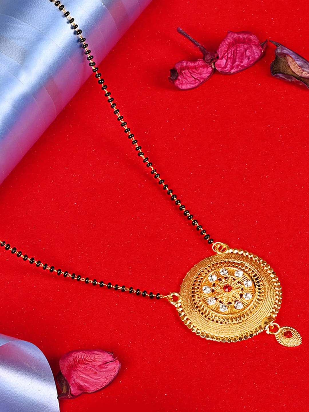 

LOOM LEGACY Gold Plated Artificial Stones and Beads Mangalsutra