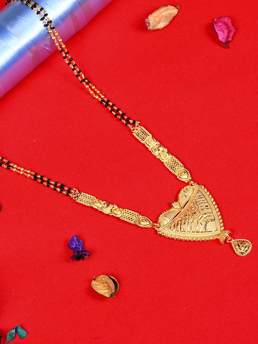 

LOOM LEGACY Gold-Plated Artificial Stones and Beads Mangalsutra