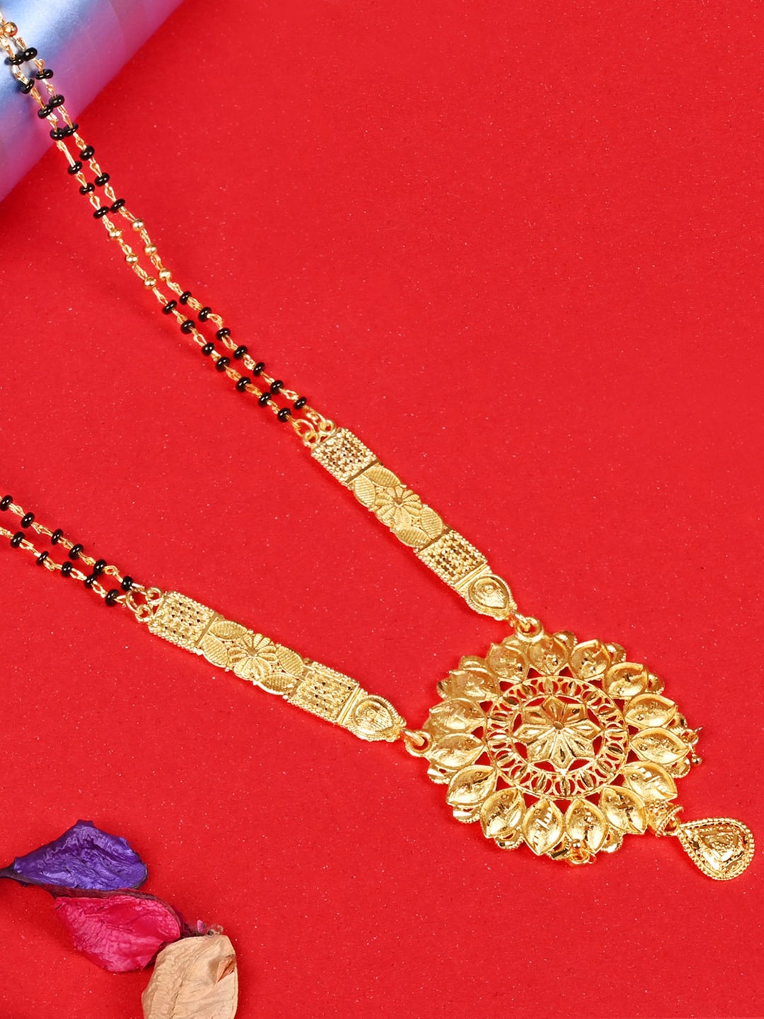 

LOOM LEGACY Gold Plated Artificial Stones and Beads Mangalsutra