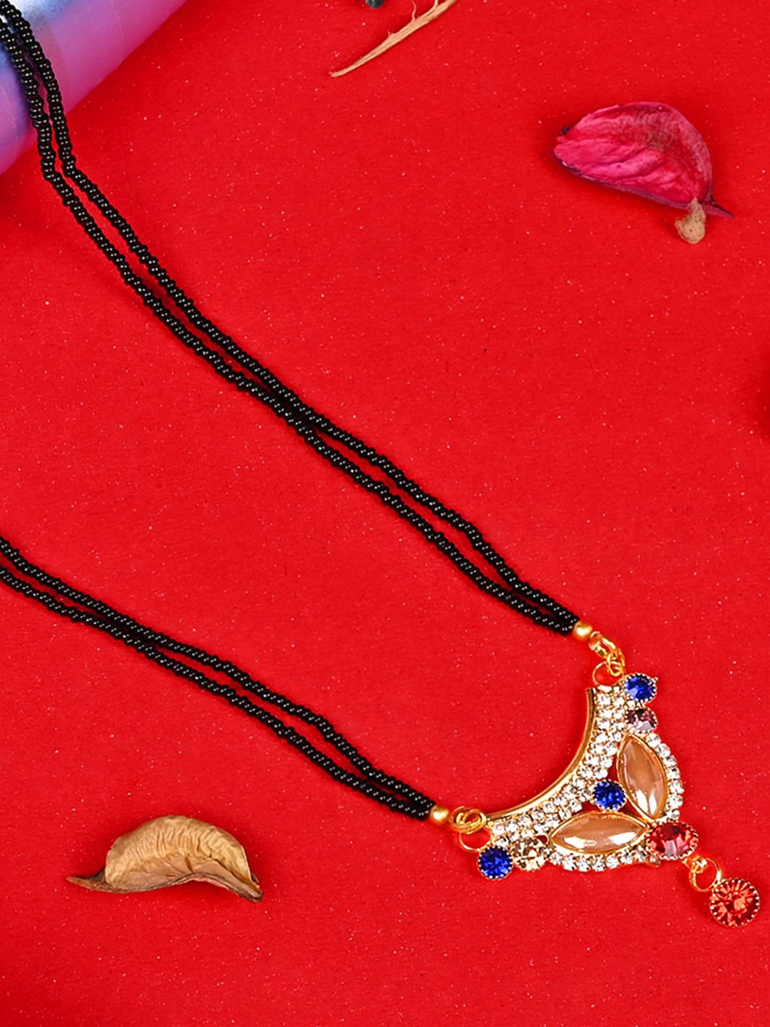 

LOOM LEGACY Gold Plated Artificial Stones and Beads Mangalsutra