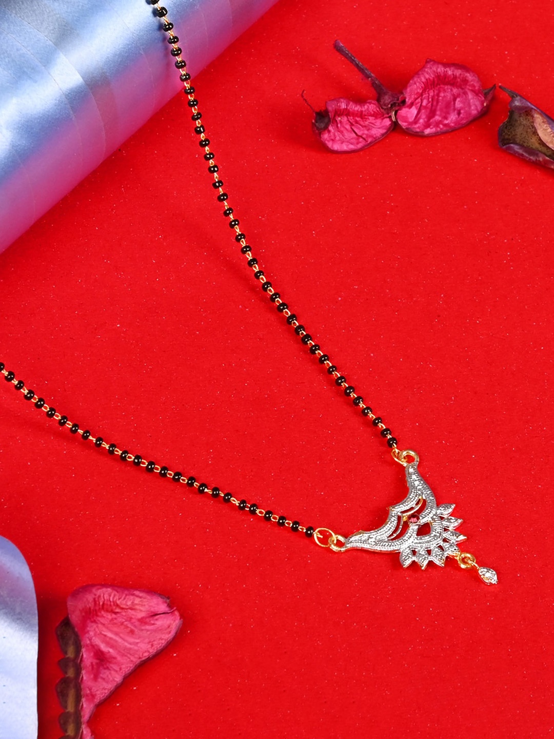 

LOOM LEGACY Gold Plated Artificial Stones and Beads Mangalsutra