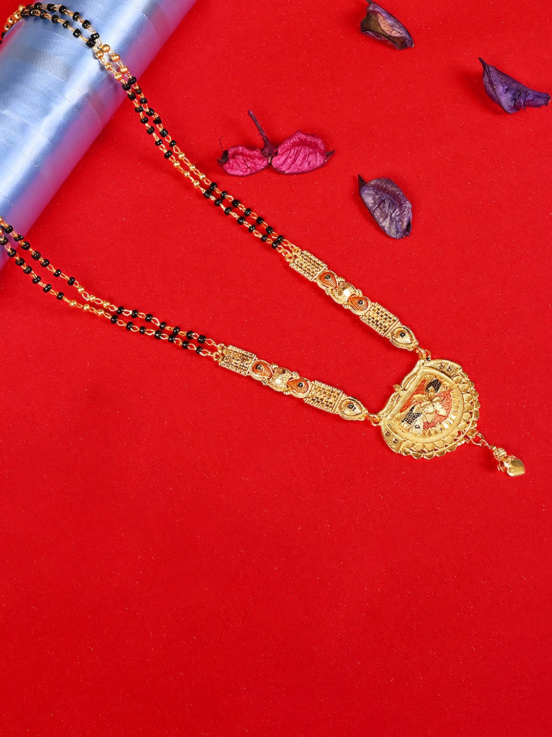 

LOOM LEGACY Gold-Plated Artificial Stones and Beads Mangalsutra