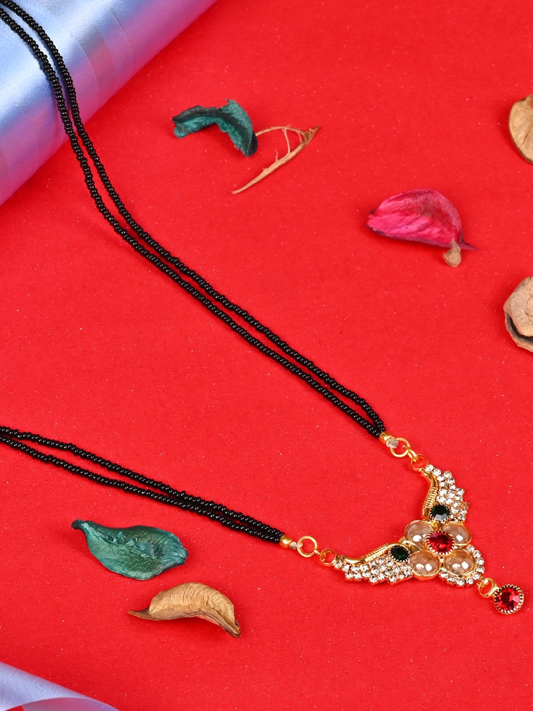 

LOOM LEGACY Gold-Plated Artificial Stones and Beads Mangalsutra