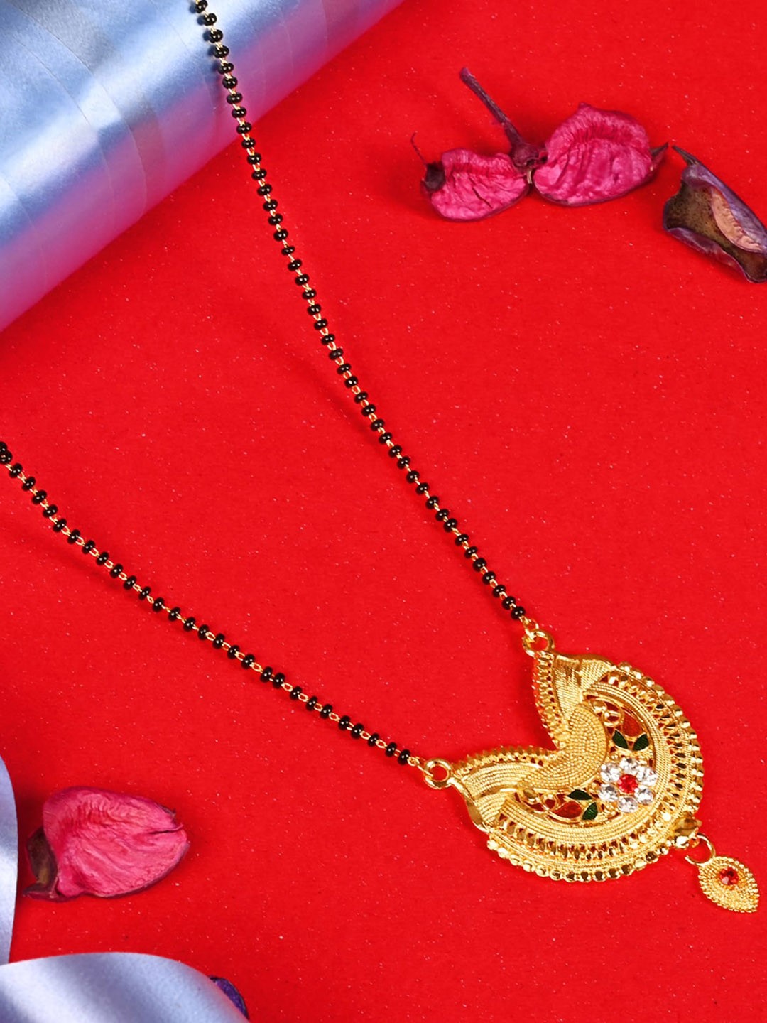 

LOOM LEGACY Gold Plated Artificial Stones and Beads Mangalsutra