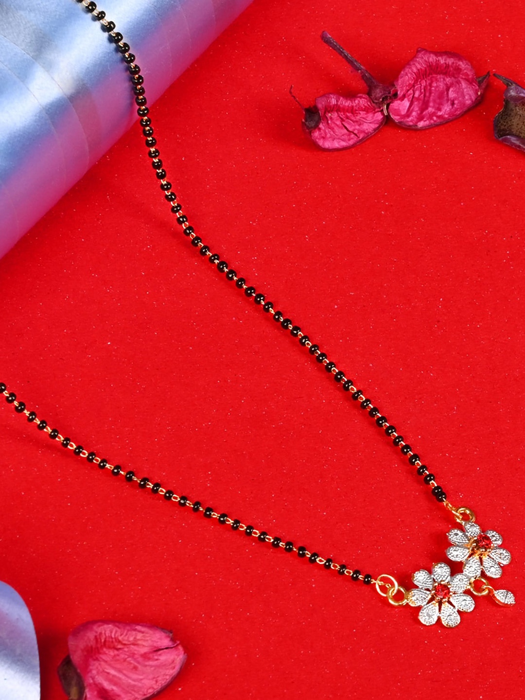 

LOOM LEGACY Gold Plated Artificial Stones and Beads Mangalsutra